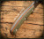 RMJ Tactical Combat Africa fixed blade knife - top view of handle.  Tungsten Cerakote 80CrV2 steel plain edge blade.  Blaze Olive G-10 handle scales.  Model K-CA-BO.
For reference only.