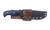 Condor Tool and Knife Blue Havoc fixed blade knife - shown in sheath obverse.  1075 steel plain edge blade.  Blue and black Micarta handle.  Model CTK2831-5.5HC.