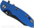 Rick Hinderer Knives XM-18 3.0" Skinner folding knife with thumb studs and flipper tab - shown closed presentation side.  Battle Black 20CV stainless steel plain edge blade.  Blue G-10 handle with Battle Black lock side.  Model K1041SGD00.