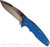Rick Hinderer Knives Eklipse Harpoon Spanto folding knife with thumb stud and flipper tab - shown open presentation side.  Stonewash 20CV stainless steel plain edge blade.  Blue G-10 handle with stonewash bronze lock side.  Model K40442SGS00.