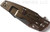 Rick Hinderer Knives Eklipse Harpoon Spanto folding knife with thumb stud and flipper tab - shown closed lock side.  Stonewash 20CV stainless steel plain edge blade.  Blue G-10 handle with stonewash bronze lock side.  Model K40442SGS00.