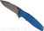 Rick Hinderer Knives Eklipse Harpoon Spanto folding knife with thumb stud and flipper tab - shown open presentation side.  Working Finish 20CV stainless steel plain edge blade.  Blue G-10 handle with Battle Blue lock side.  Model K40442SGW00.