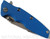 Rick Hinderer Knives Eklipse Harpoon Spanto folding knife with thumb stud and flipper tab - shown closed presentation side.  Working Finish 20CV stainless steel plain edge blade.  Blue G-10 handle with Working Finish lock side.  Model K40442SGW00.