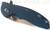 Rick Hinderer Knives Skinny XM-18 3.5" Harpoon Spanto folding knife with thumb stud and flipper tab - shown closed presentation side.  Stonewash 20CV stainless steel plain edge blade.  Blue - black G-10 handle with stonewash lock side.  Model K2555SGS00.