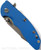 Rick Hinderer Knives Skinny XM-18 3.5" Harpoon Spanto folding knife with thumb stud and flipper tab - shown closed presentation side.  Working Finish 20CV stainless steel plain edge blade.  Blue G-10 handle with Working Finish lock side.  Model K2555SGW00.