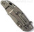 Rick Hinderer Knives Skinny XM-18 3.5" Harpoon Spanto folding knife with thumb stud and flipper tab - shown closed lock side.  Working Finish 20CV stainless steel plain edge blade.  Blue G-10 handle with Working Finish lock side.  Model K2555SGW00.