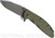 Rick Hinderer Knives Skinny XM-18 3.5" Harpoon Spanto folding knife with thumb stud and flipper tab - shown open presentation side.  Working Finish 20CV stainless steel plain edge blade.  OD green G-10 handle with Working Finish lock side.  Model K2555SGW00.