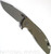 Rick Hinderer Knives Skinny XM-18 3.5" Harpoon Spanto folding knife with thumb stud and flipper tab - shown open presentation side.  Working Finish 20CV stainless steel plain edge blade.  OD green G-10 handle with Battle Bronze lock side.  Model K2555SGW00.