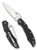 Byrd Cara Cara 2 folding knife with thumb slot - shown both open presentation side and closed pocket clip side.  Satin 8Cr13MoV stainless steel plain edge blade.  Black G-10 handle.  Model BY03GP2.