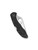Spyderco Delica 4 folding knife with thumb hole - shown closed pocket clip side.  Satin VG-10 stainless steel serrated edge blade.  Black FRN handle.  Model C11SBK.