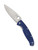 Spyderco Resilience folding knife with thumb hole - shown open presentation side.  Satin S35VN stainless steel combo edge blade.  Blue FRN handle.  Model C142PSBL.