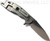 Rick Hinderer Knives XM-18 3.5" Slicer folding knife with thumb stud and flipper tab - shown open lock side.  Stonewash 20CV stainless steel plain edge blade.  Grey G-10 handle with stonewash titanium lock side.  Model K2012SGS00.