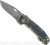 Demko Knives MG AD-20 clip point folding knife with thumb stud and thumb slot - shown open presentation side.  Stonewash 20CV stainless steel plain edge blade.  Camo G-10 handle.