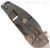 Rick Hinderer Knives Jurassic Spear Point folding knife with thumb stud and flipper tab - shown closed lock side.  Stonewash 20CV stainless steel plain edge blade.  Black G-10 handle with stonewash lock side.  Model K208JSGS00.
