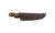Condor Tool and Knife Mini Hudson Bay fixed blade knife - shown in sheath obverse.  1075 steel plain edge blade.  Wood handle.  Model CTK2816-4.9HC.
