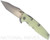 Rick Hinderer Knives Eklipse Tanto folding knife with thumb stud and flipper tab - shown open presentation side.  Stonewash 20CV stainless steel plain edge blade.  Translucent Green G-10 handle with stonewash lock side.  Model K40042SGS00.