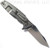 Rick Hinderer Knives Eklipse Tanto folding knife with thumb stud and flipper tab - shown open lock side.  Stonewash 20CV stainless steel plain edge blade.  Translucent Green G-10 handle with stonewash lock side.  Model K40042SGS00.