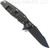 Rick Hinderer Knives Eklipse Harpoon Spanto folding knife with thumb stud and flipper tab - shown open lock side.  Battle Black 20CV stainless steel plain edge blade.  Blue - black G-10 handle with Battle Black lock side.  Model K40342HSNC.