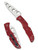 Spyderco Endura 4 Trainer folding knife with thumb hole - shown open presentation side and closed pocket clip side.  AUS-6 stainless steel trainer blade.  Red FRN handle.  Model C10TR.