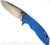 Rick Hinderer Knives XM-18 3.5" Spear Point folding knife with thumb stud and flipper tab - shown open presentation side.  Stonewash 20CV stainless steel plain edge blade.  Blue G-10 handle with stonewash lock side.  Model KXM35SPE.