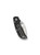 Spyderco Cat folding knife with thumb hole - shown closed pocket clip side.  Satin CTS-BD1N stainless steel plain edge blade.  Black G-10 handle.  Model C129GP.