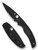 Spyderco Native Chief folding knife with thumb hole - shown open presentation side and closed pocket clip side.  Black CTS-BD1N stainless steel combo edge blade.  Black FRN handle.  Model C244PSBBK.