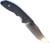 Rick Hinderer Knives Emmett Bowie fixed blade knife - shown out of sheath obverse.  Stonewash 20CV stainless steel plain edge blade.  Black Micarta handle.  Model KEMBOMI.