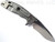 Rick Hinderer Knives XM-18 3.5" Recurve folding knife with thumb stud and flipper tab - shown open lock side.  Stonewash 20CV stainless steel plain edge blade.  OD green G-10 handle with stonewash lock side.  Model KXM35REC.