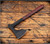 RMJ Tactical 3V Syndicate Raven tomahawk - shown out of sheath reverse.  Textured black Cerakote CPM-3V steel plain edge head.  Black Widow G-10 handle.
For reference only.
