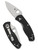 Spyderco Persistence folding knife with thumb hole - shown open presentation side and closed pocket clip side.  Satin 8Cr13MoV stainless steel plain edge blade.  Black FRN handle.  Model C136PBK.