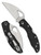 Byrd Knives Meadowlark 2 folding knife with thumb slot - shown both open presentation side and closed pocket clip side.  Satin 8Cr13MoV stainless steel, wharncliffe, plain edge blade.  Black FRN handle.  Model BY04PBKWC2.
