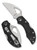 Byrd Knives Robin 2 folding knife with thumb slot - shown both open presentation side and closed pocket clip side.  Satin 8Cr13MoV stainless steel, wharncliffe style, plain edge blade.  Black FRN handle.  Model BY10PBKWC2.