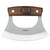 Condor Tool and Knife Ulu kitchen knife - shown out of sheath reverse.  1075 HC steel plain edge blade.  Wood handle.  Model CTK5007-6.0HC.