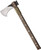 Condor Tool and Knife Tactical P.A.S.S. Hawk Axe - shown out of sheath reverse.  1075 HC steel plain edge head.  Brown Micarta handle.  Model CTK1826-15HC.