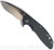 Rick Hinderer Knives XM-18 3.5" Recurve folding knife with thumb stud and flipper tab - shown open presentation side.  Stonewash 20CV stainless steel plain edge blade.  Black G-10 handle with stonewash blue lock side.  Model KXM35REC.