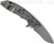 Rick Hinderer Knives XM-18 3.5" Recurve folding knife with thumb stud and flipper tab - shown open lock side.  Working Finish 20CV stainless steel plain edge blade.  Black G-10 handle with Working Finish lock side.  Model KXM35REC.