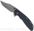 Rick Hinderer Knives XM-24 Bowie folding knife with thumb stud and flipper tab - shown open presentation side.  Working Finish 20CV stainless steel plain edge blade.  Black G-10 handle with Working Finish lock side.  Model KXM40BO.