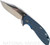 Rick Hinderer Knives XM-24 Bowie folding knife with thumb stud and flipper tab - shown open presentation side.  Stonewash 20CV stainless steel plain edge blade.  Blue - black G-10 handle with stonewash blue lock side.  Model KXM40BO.