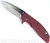 Rick Hinderer Knives XM-18 3.5" Spanto folding knife with thumb stud and flipper tab - shown open presentation side.  Stonewash S45VN stainless steel plain edge blade.  Red G-10 handle with stonewash lock side.  Model K2002SGS00.
