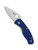 Spyderco Persistence folding knife with thumb hole - shown open presentation side.  Satin S35VN stainless steel serrated edge blade.  Blue FRN handle.  Model C136SBL.