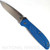 Rick Hinderer Knives Firetac Spanto folding knife - shown open presentation side.  Stonewash 20CV stainless steel plain edge blade.  Blue G-10 handle with stonewash lock side.  Model KFTACSPA.