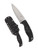 Spyderco Enuff 2 Leaf fixed blade knife - shown out of sheath reverse and in sheath reverse.  Satin VG-10 stainless steel serrated edge blade.  Black FRN handle.  Model FB31SBK2.