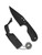 Spyderco Perrin Subway Bowie fixed blade knife - shown out of sheath obverse and in sheath obverse.  Black LC200N stainless steel plain edge blade.  Black FRN handle.  Model FB48PBBK.