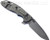 Rick Hinderer Knives XM-18 3.5" Spanto folding knife with thumb stud and flipper tab - shown open lock side.  Working Finish S45VN stainless steel plain edge blade.  Blue - black G-10 handle with Working Finish lock side.  Model KXM35SPA.