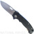 Demko Knives AD-20S drop point folding knife with thumb slot and thumb stud - shown open presentation side.  Stonewash CTS-204P stainless steel plain edge blade.  Black carbon fiber handle.