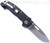 Demko Knives AD-20S drop point folding knife with thumb slot and thumb stud - shown open pocket clip side.  Stonewash CTS-204P stainless steel plain edge blade.  Black carbon fiber handle.