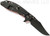 Rick Hinderer Knives XM-24 Bowie folding knife with thumb stud and flipper tab - shown open lock side.  Battle Black 20CV stainless steel plain edge blade.  Orange G-10 handle with Battle Black lock side.  Model KXM40BODLC.