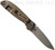 Rick Hinderer Knives Firetac Spanto folding knife - shown open lock side.  Working Finish 20CV stainless steel plain edge blade.  OD green G-10 handle with Battle Bronze lock side.  Model KFTACSPA.