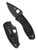 Spyderco Ambitious folding knife with thumb hole - shown open presentation side and closed pocket clip side.  Black 8Cr13MoV stainless steel serrated edge blade.  Black FRN handle.  Model C148SBBK.
For reference only.