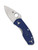 Spyderco Ambitious folding knife with thumb hole - shown open presentation side.  Satin S35VN stainless steel plain edge blade.  Blue FRN handle.  Model C148PBL.